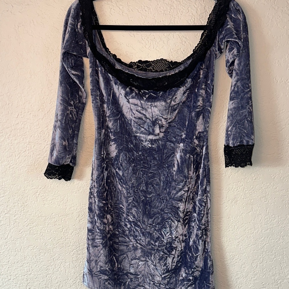 Urban Outfitters Velvet  Dress with Black Lace Trim